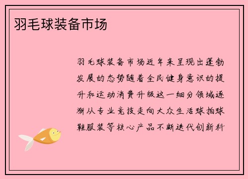 羽毛球装备市场